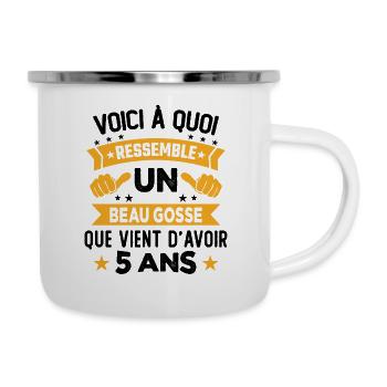 Voici à quoi ressemble un beau gosse 5 Ans - Tasse émaillée - blanc - Droite
