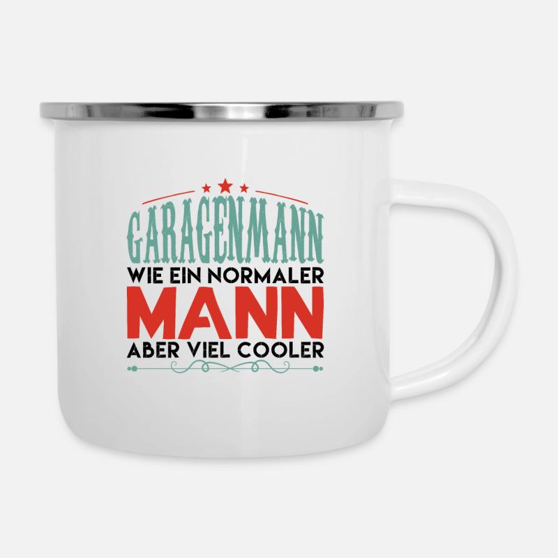 Valentines Garagenmann Mechaniker ! - Emaille-Tasse - Weiß