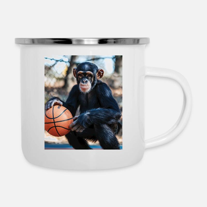 Chimpanzee Basketball - Camper Mug - white