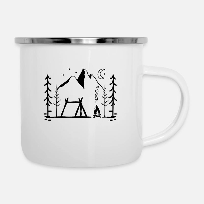 Camping au feu de camp - Tasse émaillée - blanc