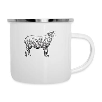 Schaf Schafe Lamm Schäfer Silhouette Geschenk - Emaille-Tasse - Weiß - Rechts