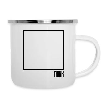 Penser en dehors de la boîte Illustration d'art minimal - Tasse émaillée - blanc - Droite