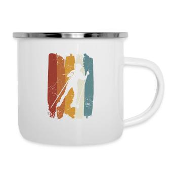 Retro vintage Nordic Skating - Emaille-Tasse - Weiß - Rechts