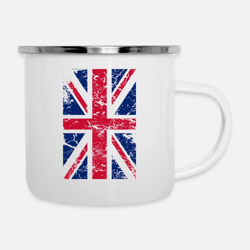 Union Jack - Union Flag - Emaille-Tasse - Weiß