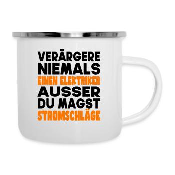 Lustiger Spruch für ELEKTRIKER - Emaille-Tasse - Weiß - Rechts