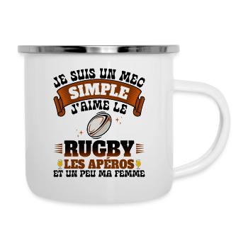Rugbyman Humour Homme Rugby Et Apéro - Tasse émaillée - blanc - Droite