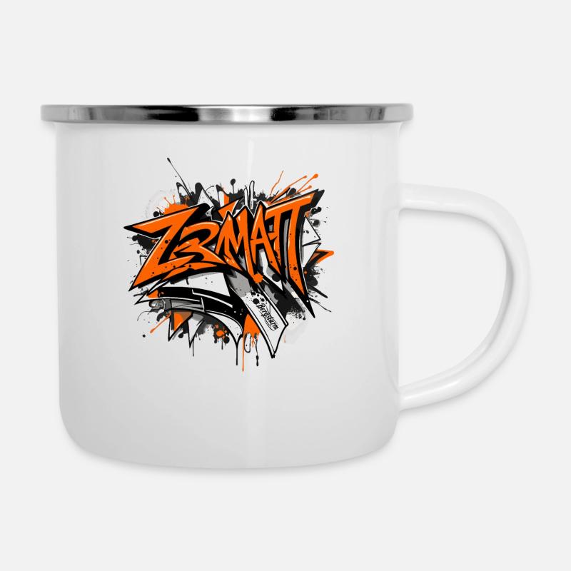 Zermatt Graffiti-Style – Urbanes Farben Design - Emaille-Tasse - Weiß