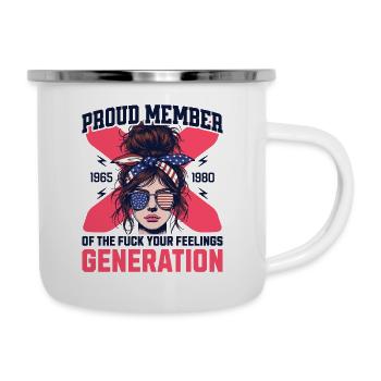 Frau Dutt USA Humor Generation X - Emaille-Tasse - Weiß - Rechts