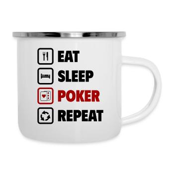 Manger dormir poker Répéter - Tasse émaillée - blanc - Droite