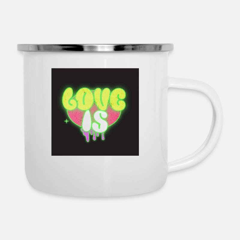 Liebe SCHWARZ - Emaille-Tasse - Weiß