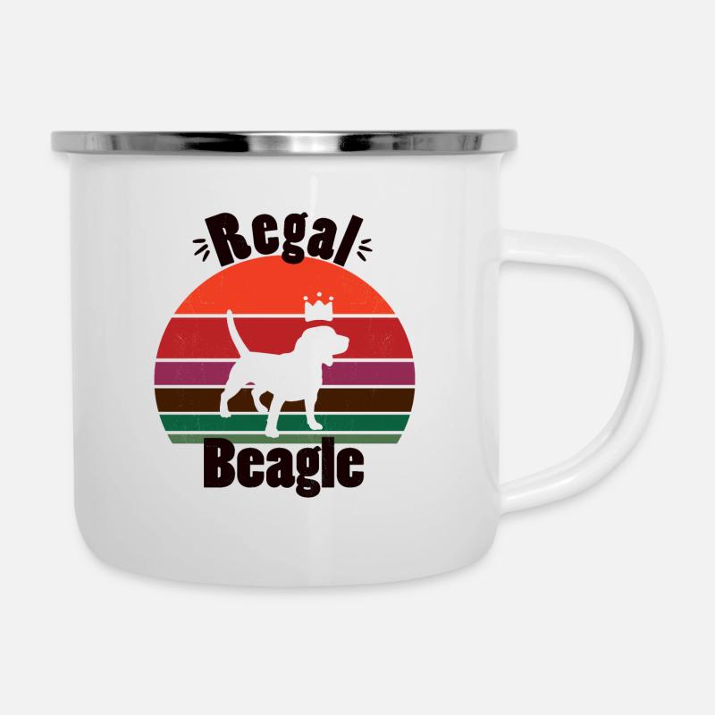 Beagle royal avec coucher de soleil rétro - Tasse émaillée - blanc