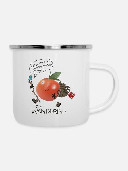 Wanderine auf Wanderschaft - Emaille-Tasse - Weiß