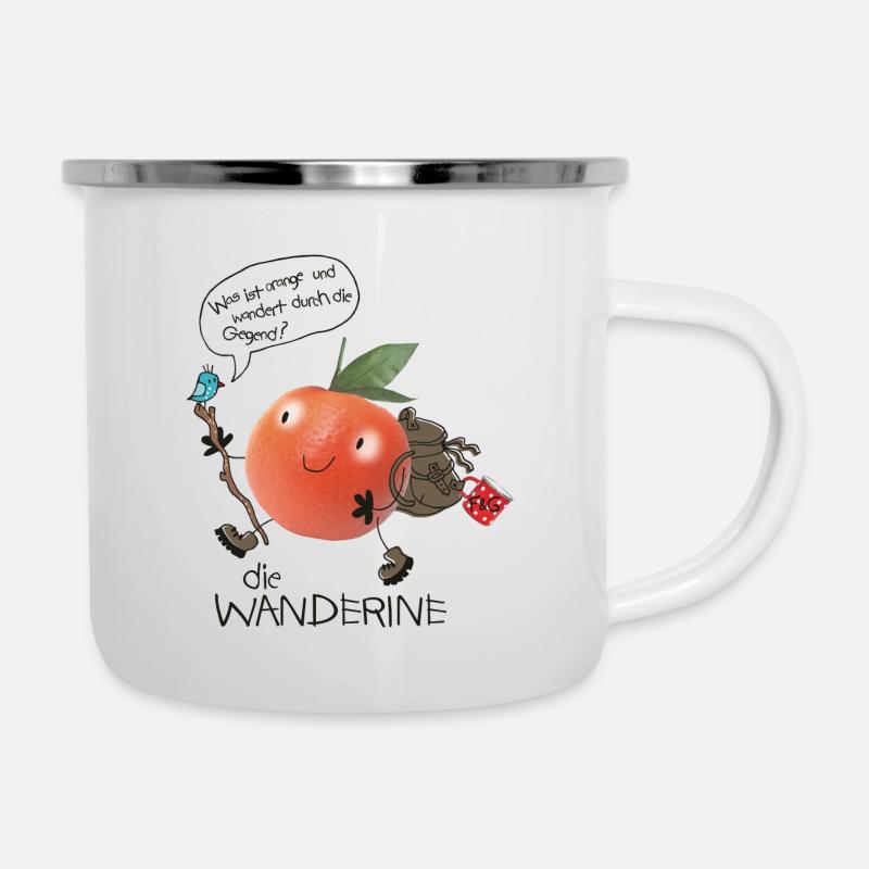Wanderine auf Wanderschaft - Emaille-Tasse - Weiß