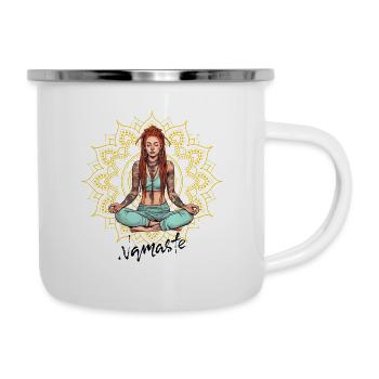 Yoga Spirit - Meditating Woman with Mandala - Camper Mug - white - Right