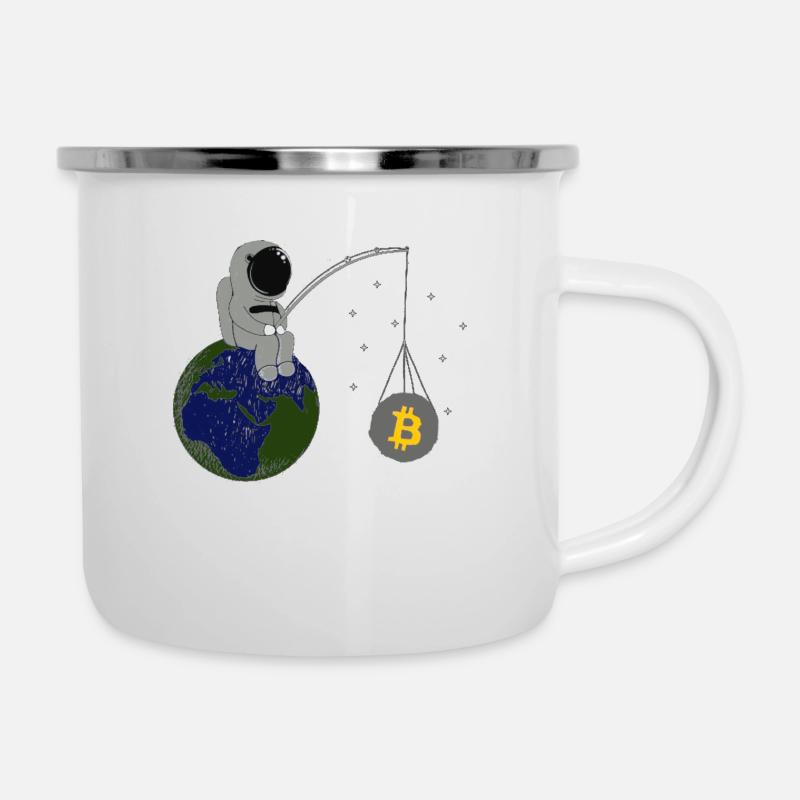 Bitcoin sulla Luna - Tazza smaltata - bianco