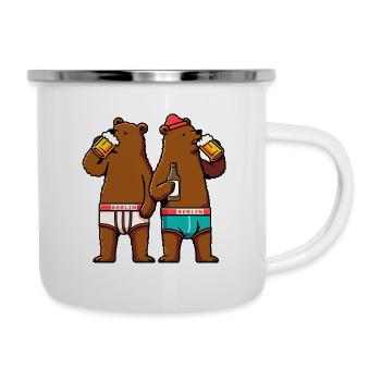Bärlin Party Bier Bären Gang Berlin in Unterhose - Emaille-Tasse - Weiß - Rechts
