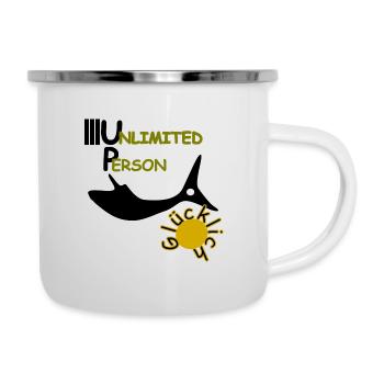 Glücklich - Emaille-Tasse - Weiß - Rechts