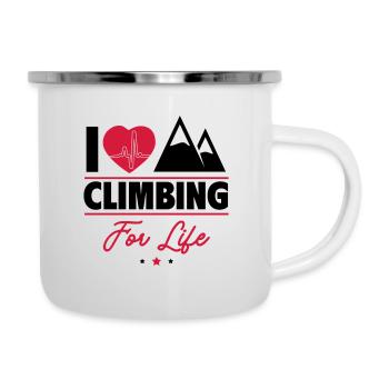 Ich liebe Klettern – Fürs Leben gemacht - Emaille-Tasse - Weiß - Rechts