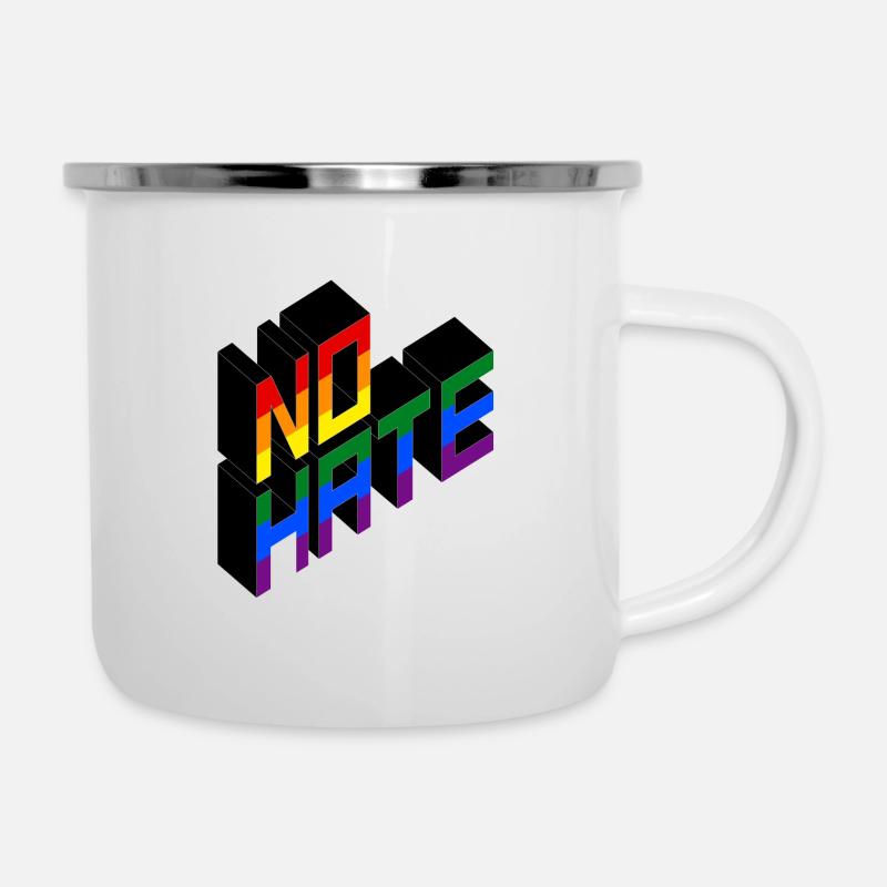 NO HATE - Emaille-Tasse - Weiß