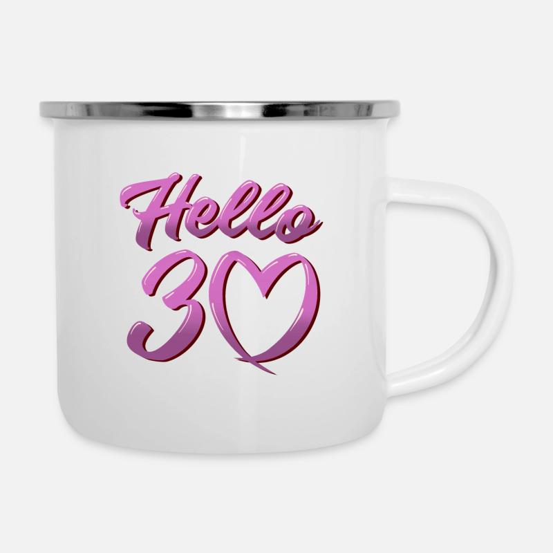 hello 30, design drôle pour le 30e anniversaire - Tasse émaillée - blanc