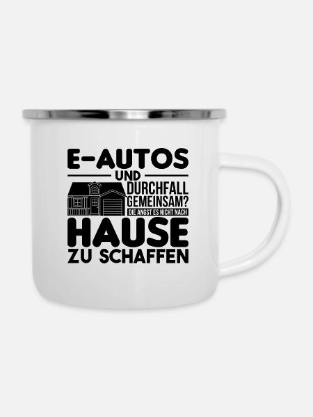 Elektroauto Lustig - Emaille-Tasse - Weiß