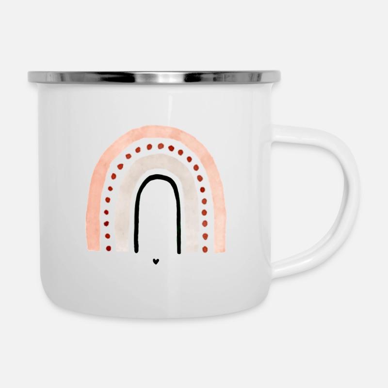 Regenbogen Aquarell - Emaille-Tasse - Weiß