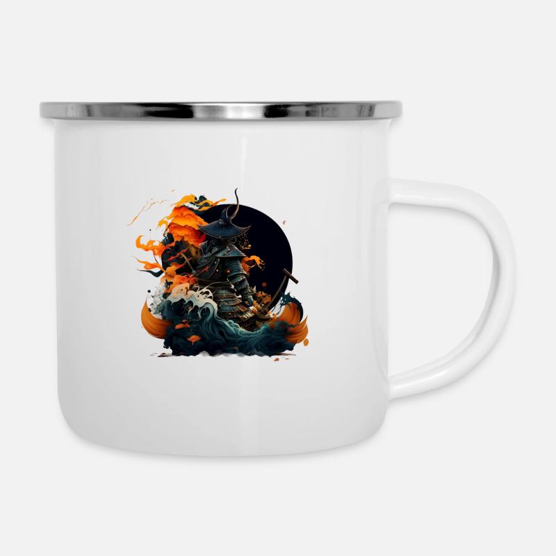 Samouraï frais dans le nuage de fumée - Tasse émaillée - blanc