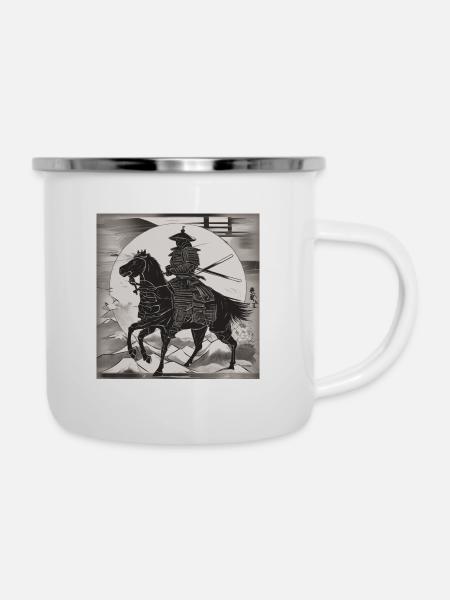 Einsamer Samurai - Emaille-Tasse - Weiß