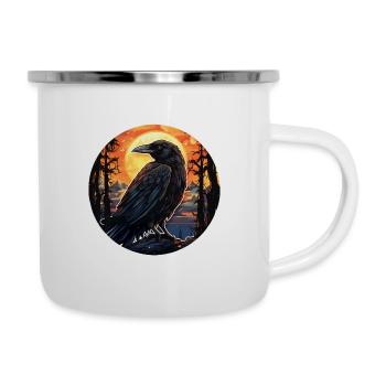 Krähe Halloween 2 - Emaille-Tasse - Weiß - Rechts
