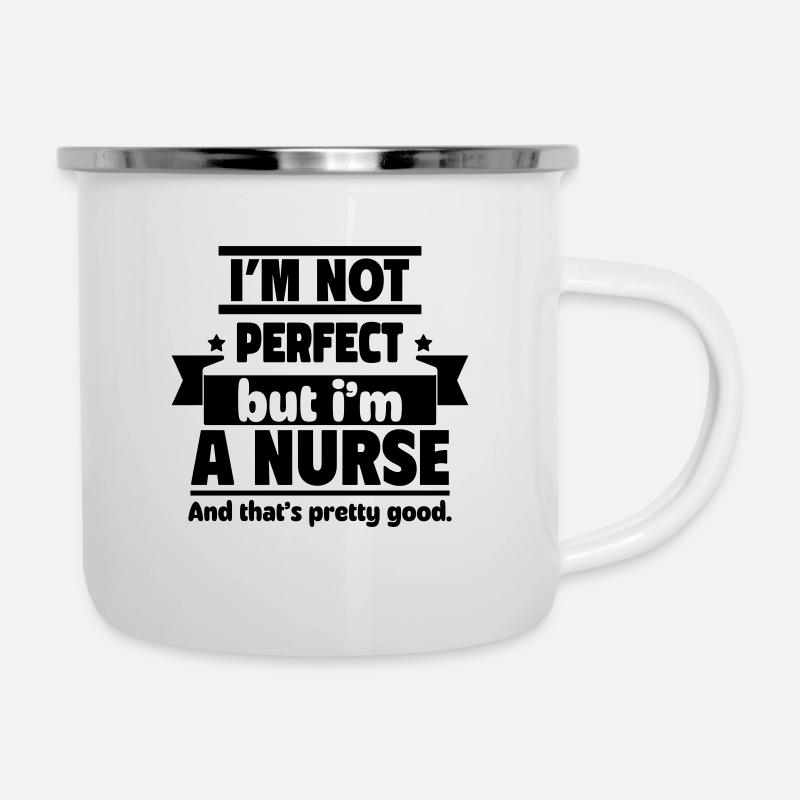 Ich bin nicht perfekt, aber ich bin Krankenpfleger - Emaille-Tasse - Weiß