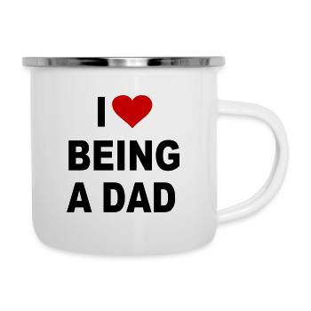 Stolzer Vater Papa Sohn Tochter Liebe Vaterschaft - Emaille-Tasse - Weiß - Rechts