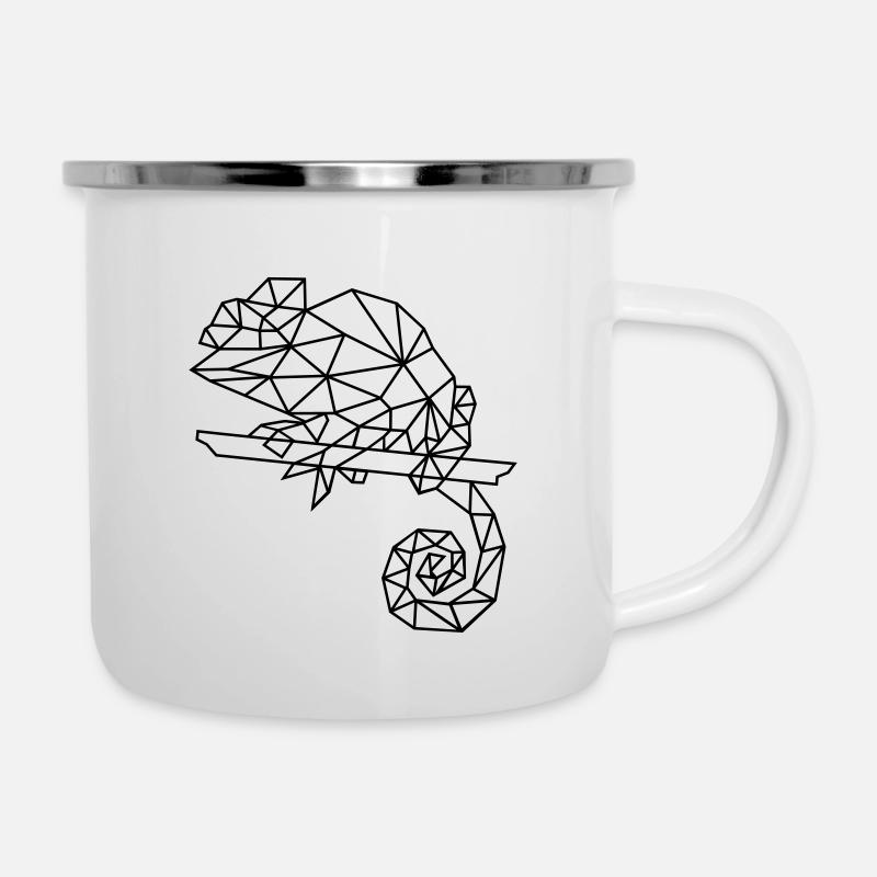 caméléon | graphiques de polygone - Tasse émaillée - blanc