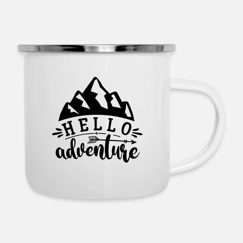 Hallo Abenteuer - Emaille-Tasse - Weiß