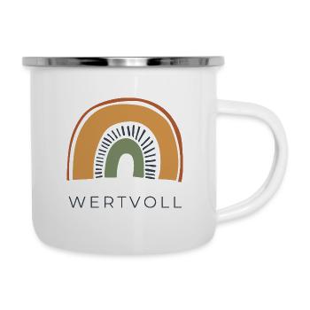 WERTVOLL - Regenbogen - Emaille-Tasse - Weiß - Rechts