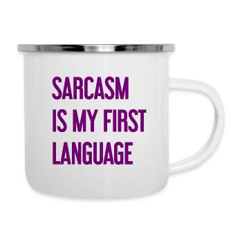 Sarkasmus-Profi - Emaille-Tasse - Weiß - Rechts