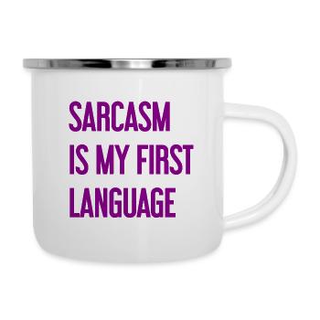 Sarkasmus-Profi - Emaille-Tasse - Weiß - Rechts