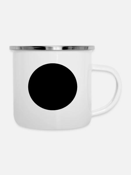 Black Dot - Emaille-Tasse - Weiß