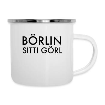 Berlin Berlinerin Girl City Stadt Humor Sprüche - Emaille-Tasse - Weiß - Rechts
