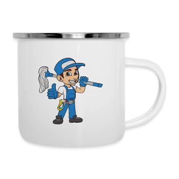 Nettoyeurs de bâtiments - Tasse émaillée - blanc - Droite