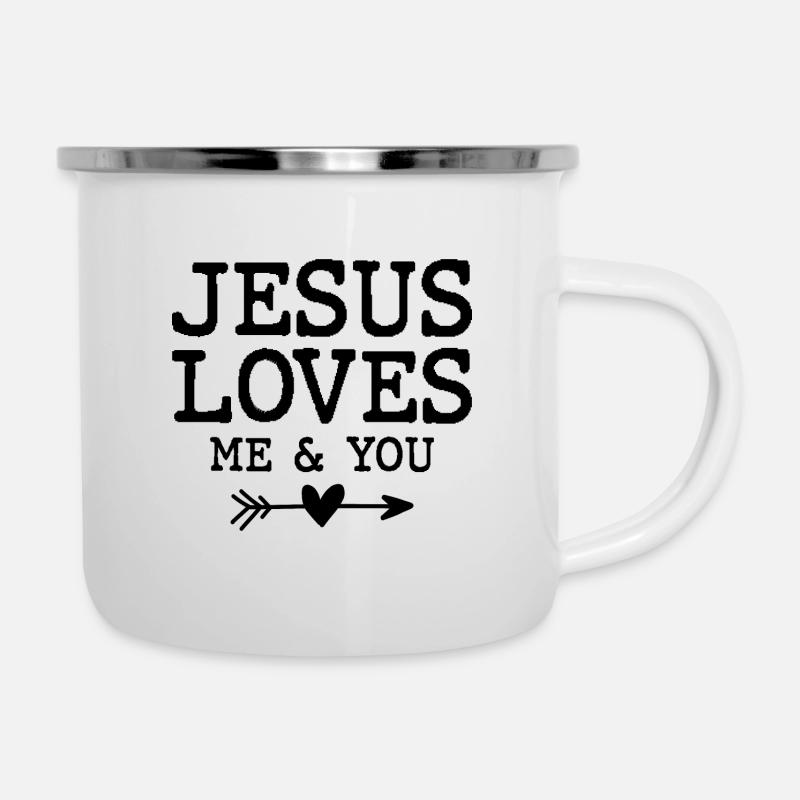 Jesus liebt dich - Emaille-Tasse - Weiß