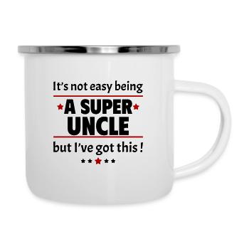 Es ist nicht leicht, ein super Onkel zu sein - Emaille-Tasse - Weiß - Rechts