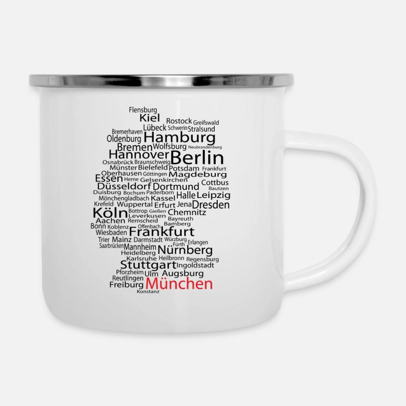 München - Emaille-Tasse - Weiß