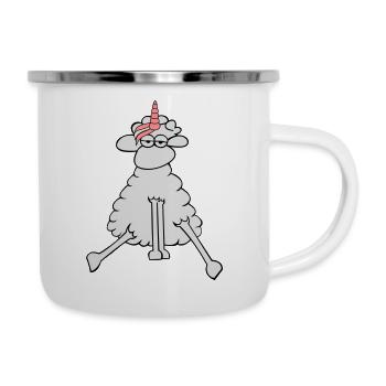 Einhorn locke - Emaille-Tasse - Weiß - Rechts