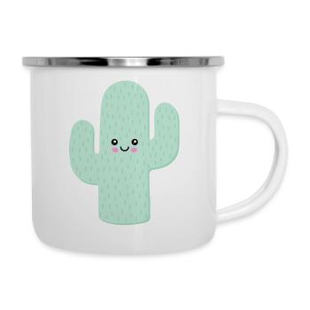 Süßer Kaktus - Emaille-Tasse - Weiß - Rechts