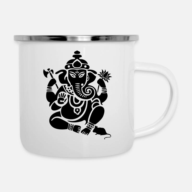 ganesha_aumkara_15x195 - Emaille-Tasse - Weiß