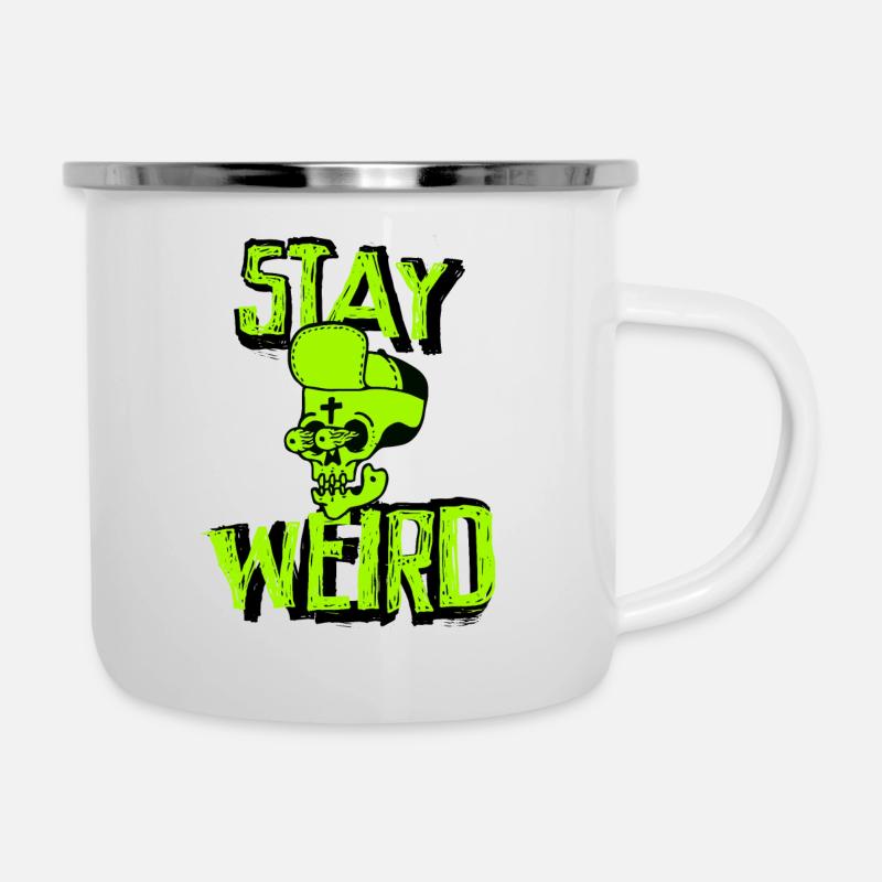 Restez étrange Crazy Gangster Skull Skull Freak - Tasse émaillée - blanc