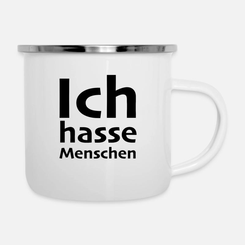 Ich hasse Menschen - Menschenhasser - Geschenk Fun - Emaille-Tasse - Weiß