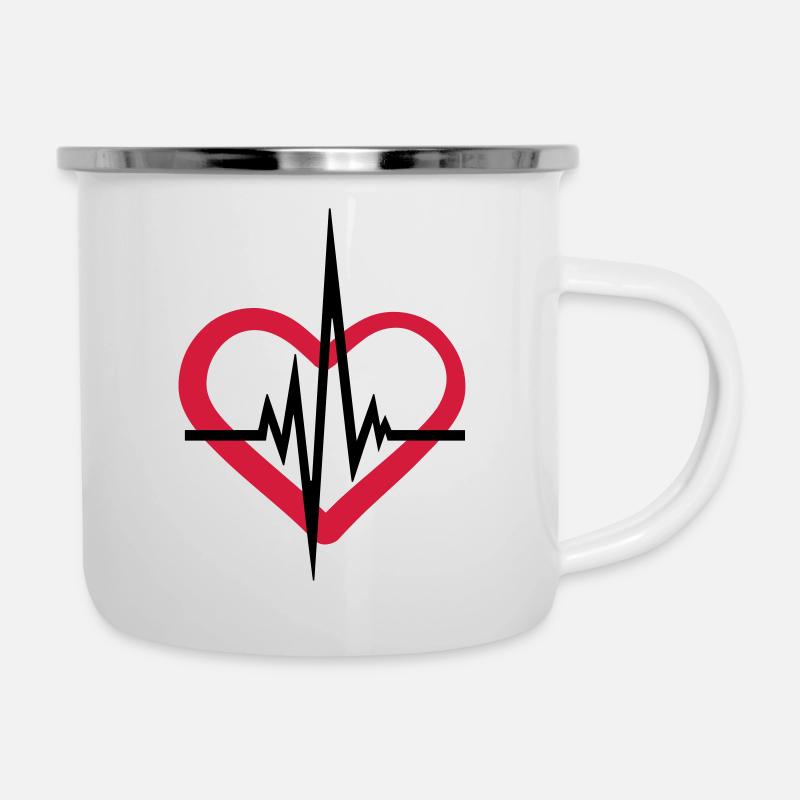 coeur stéthoscope écouter rythme cardiaque pouls médecin - Tasse émaillée - blanc