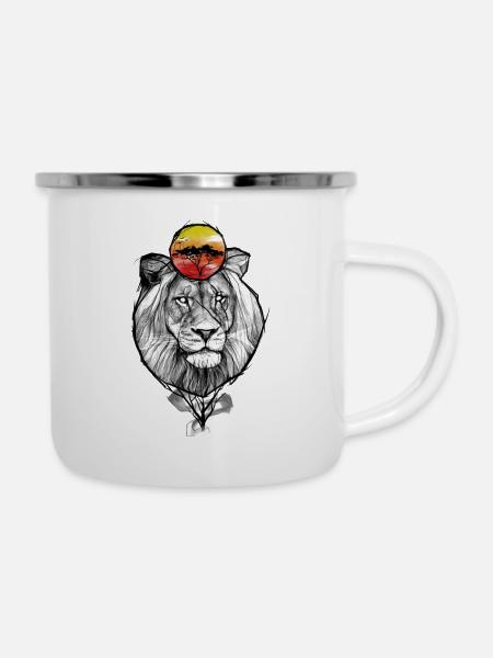 Yellowcat lion savanna - Camper Mug - white