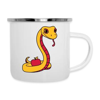 teufel boese suende apfel eva adam mensch gott ver - Emaille-Tasse - Weiß - Rechts